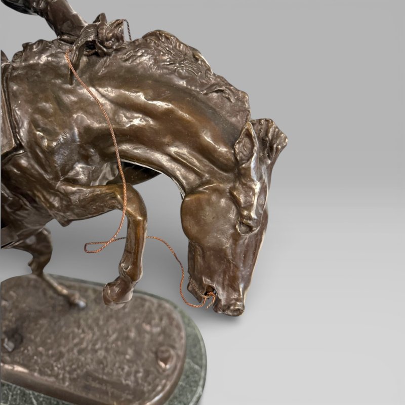 Large Cowboy Bronze ‘Bronco Buster’ After Frederic Remington, Early–Mid 20th - Image 12